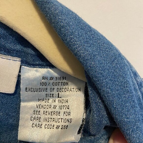 Studio Collection Cotton Denim Embroidered Button Down Shakket… - Picture 5 of 6